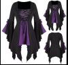 Adult Female Costumes to Hire - Medieval - Black & Purple top - 4XL